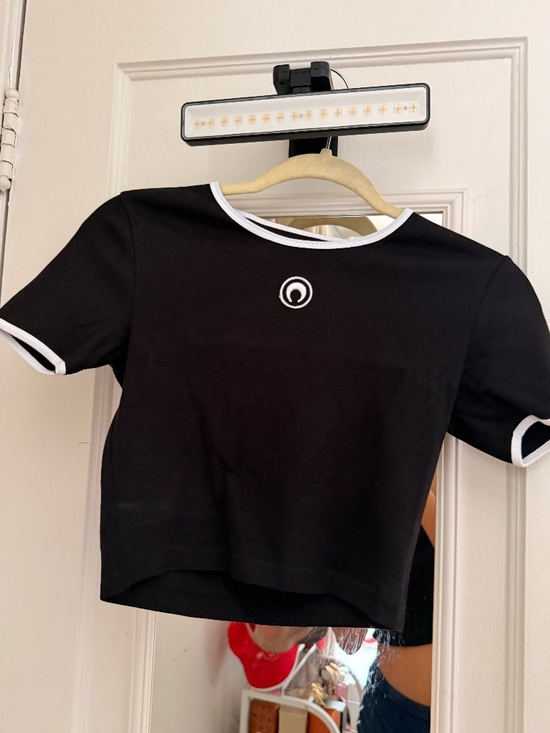 Marine Serre Tops - Marine Serre Black Cropped Top